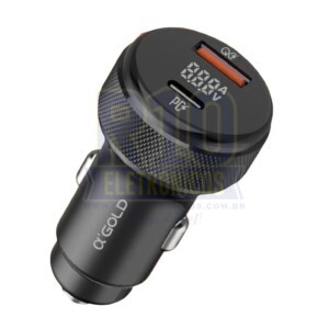 FONTE USB VEICULAR  A´GOLD CJ12-4 9.1A TURBO USB-C/USB-A (TIPO-C)