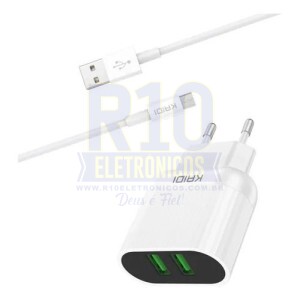 CARREGADOR TIPO-C KAIDI KD-607C 2.4A C/2USB