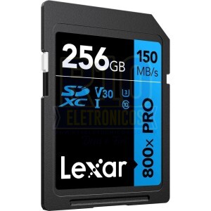 MEMÓRIA SDXC 256GB LEXAR 800X PRO U3 V30 4K 150MB/S
