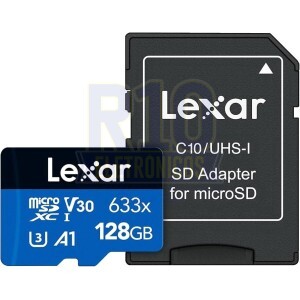 MICRO SD 128GB LEXAR 633X 100MB/S C10 A1 4K U3 V30 COM ADAPTADOR