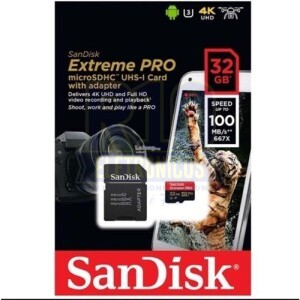 MICRO SD 32GB SANDISK EXTREME PRO 4K 100MB/S C10 U3
