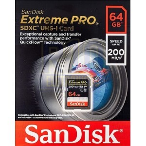 MEMÓRIA SDXC 64GB C10 EXTREME PRO 200MB/S C10 U3 4K (SANDISK)