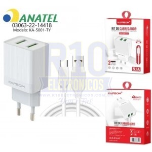 CARREGADOR KAPBOM TIPO-C KA-5001-TY 5.1A 2USB