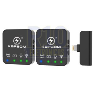 MICROFONE LAPELA SEM FIO KAPBOM KA-R10-IP-2IN1 DUPLO LIGHTNING 
