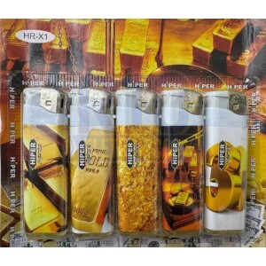 CARTELA DE ISQUEIRO HIPER C/5 HR-X1 (OURO) AUTOMATICO