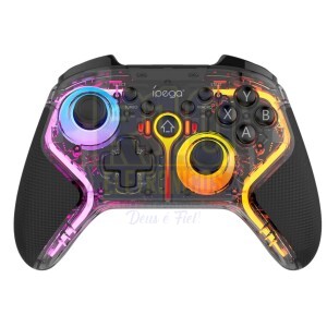 CONTROLE PARA CELULAR ÍPEGA PG-9666T TRANSPARENTE N-SWITCH/PS3/PS4/PC/ANDROID/IOS COM LED E FUNÇÃO VIBRAÇÃO